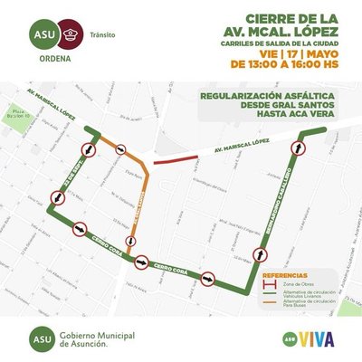 Tráfico caótico: Una parte de la Av. Mcal López está cerrada por obras