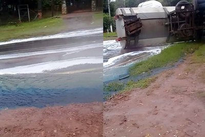 Combustible derramado por camión transportador ya fue tapado y no hay peligro