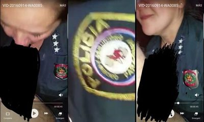 Identificada. La policía del sexo oral uniformada, se la chupó a su difunto marido.