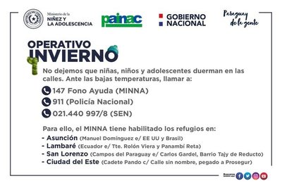 Operativo Invierno: Niñez y Adolescencia lleva a menores a albergues