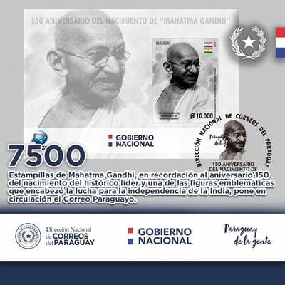 DINACOPA presenta sellos de Gandhi para conmemorar 150 aniversario de nacimiento