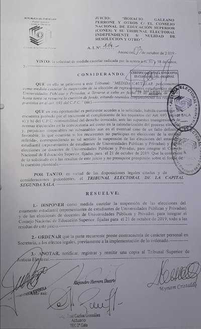 Lío en elección de representantes de CONES. Justicia Electoral dispuso suspender proceso
