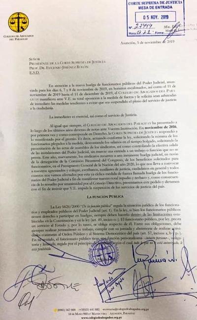 Según Colegio de Abogados, anunciada huelga de funcionarios judiciales es extorsiva