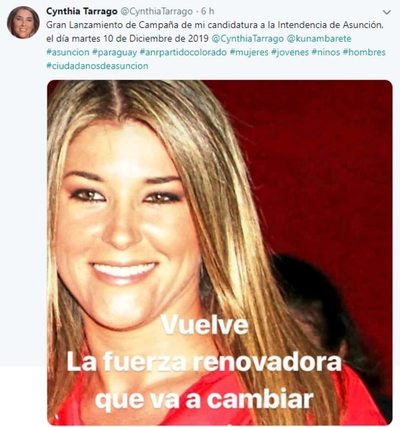 Exdiputada Tarragó se lanza por la Intendencia de Asunción