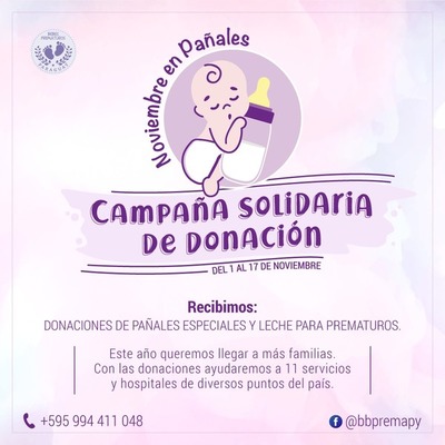 Bebés prematuros son el centro de la campaña “Noviembre en Pañales”