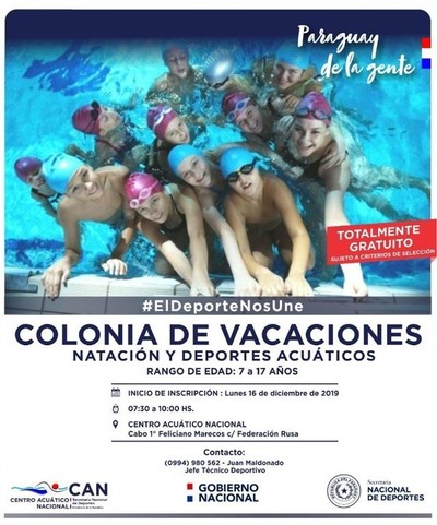 Desde el lunes comienza la Colonia de Vacaciones en el Centro Acuático Nacional