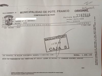 Comuna de Franco aplicó multa de más de G. 1.200.000 a un ciudadano por quemar basuras