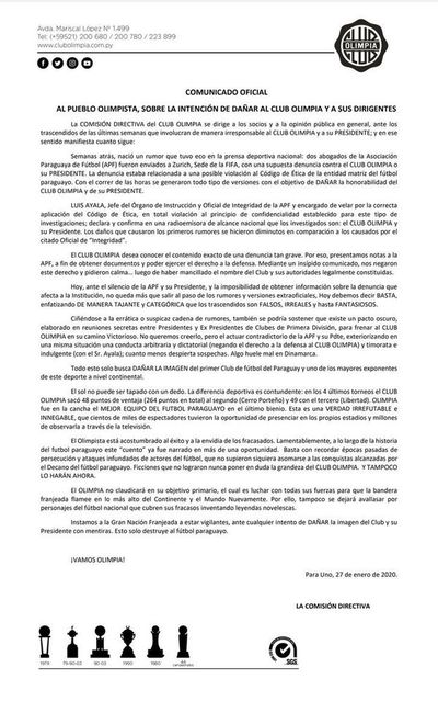 El comunicado del Decano