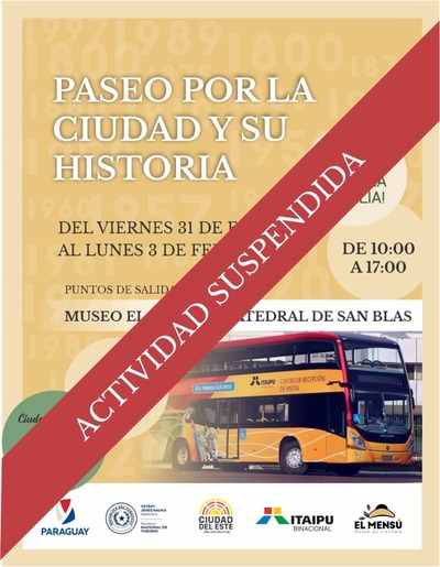Paseo por la ciudad se suspende por pronóstico de lluvia