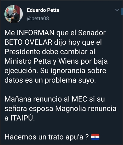 Petta complica al presidente
