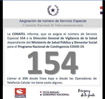 Conatel habilita el 154 para la Dirección de Vigilancia