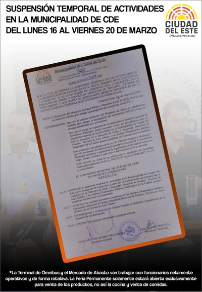 Comuna de CDE suspende actividades por una semana